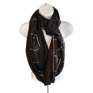 Apt. 9 Infinity Scarf  Black Gold Stripes 28" x 36" Goth